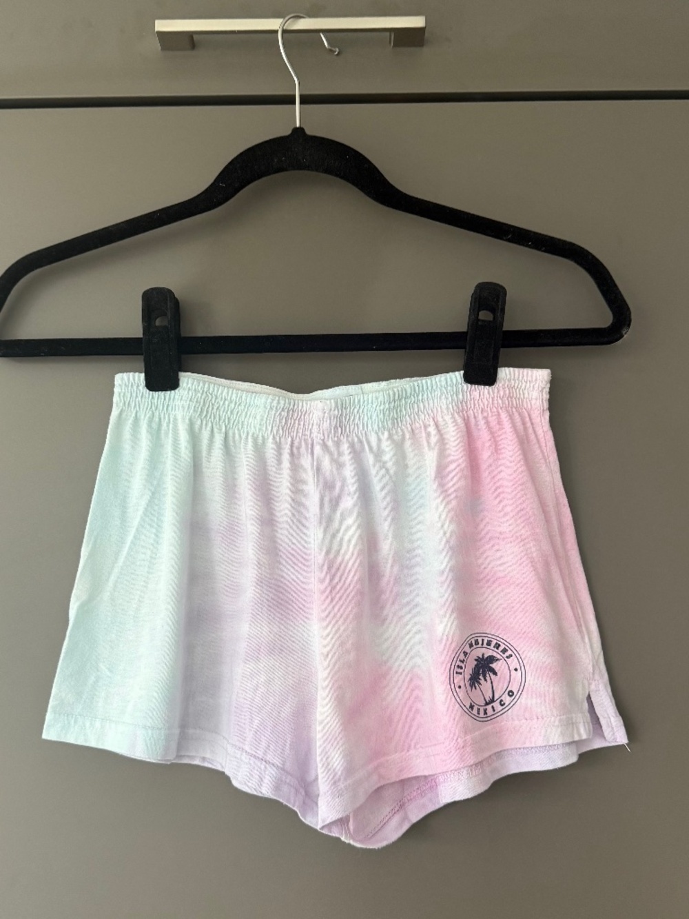 Isla Mujeres Mexico Tie Dye Lounge Shorts Size S Pink White Beach Shorts Elastic